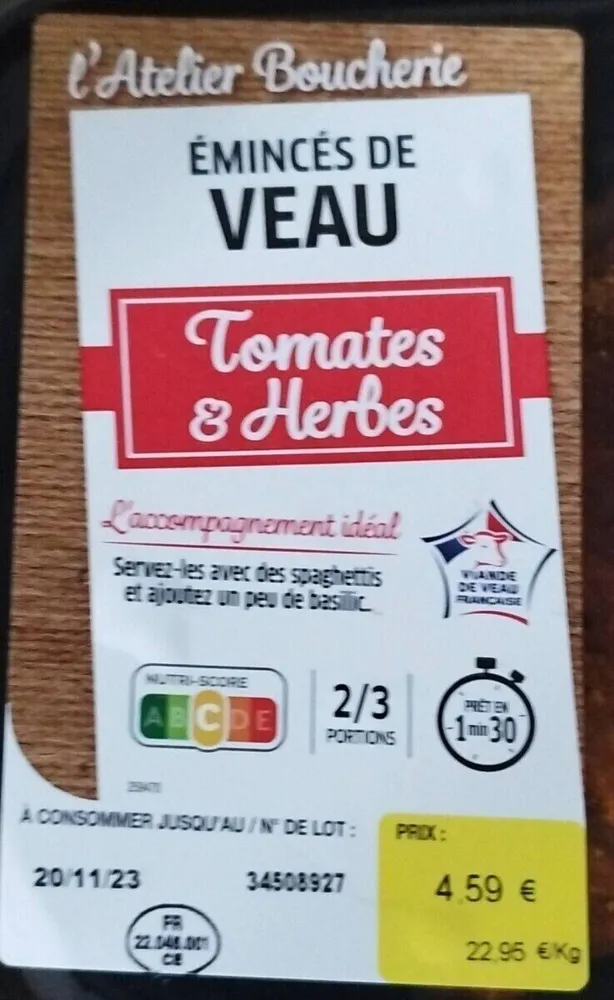 Émincés de veau
