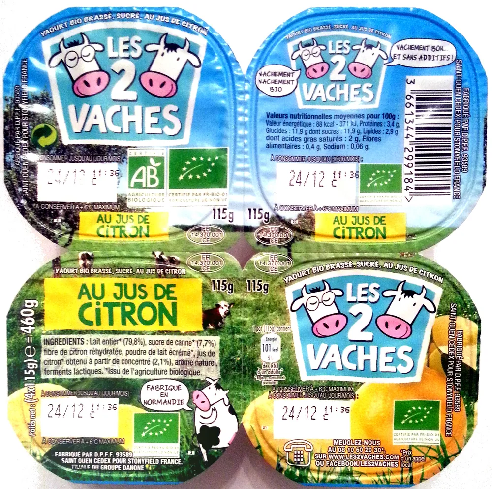 yaourts au jus de citron BIO