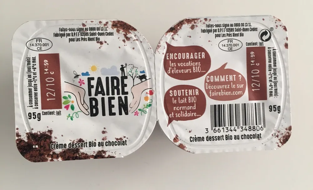 Crème dessert bio au chocolat