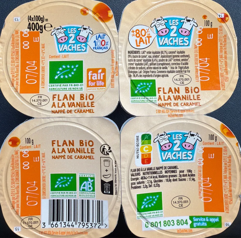 Flan bio à la vanille nappé de caramel