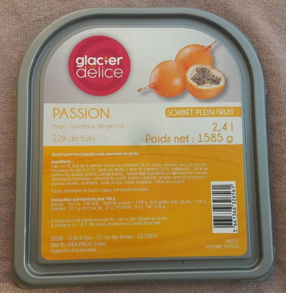Sorbet plein fruit passion