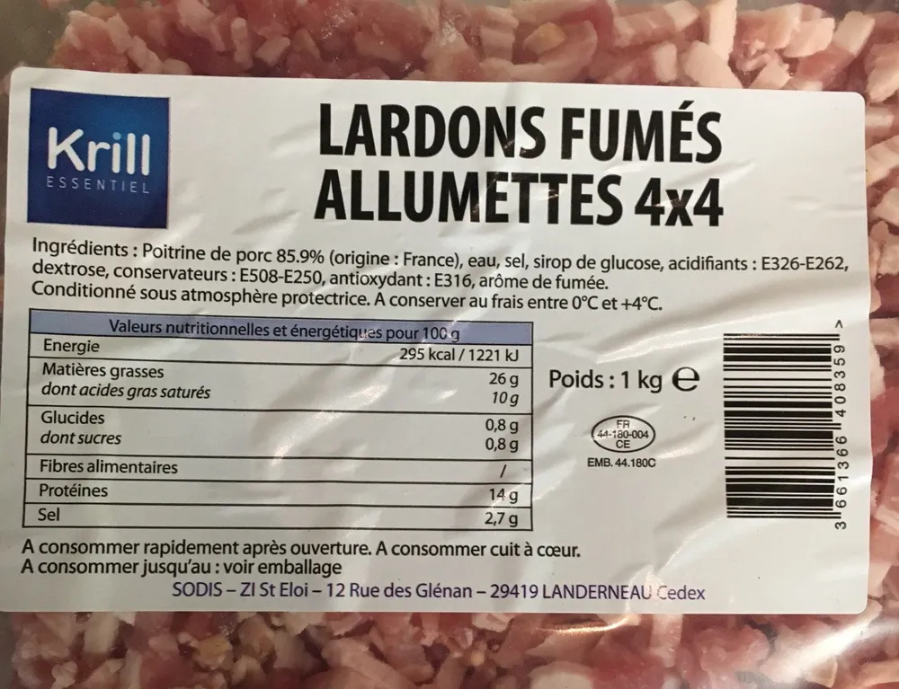 Lardons fumés allumettes 4x4