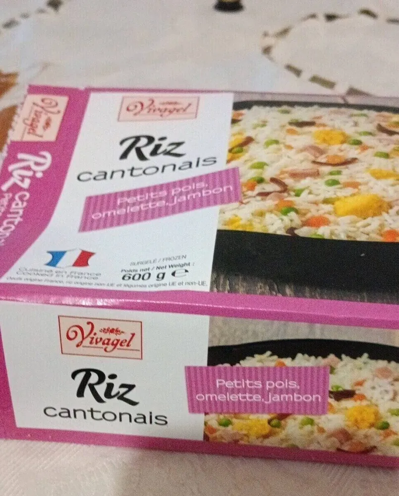 Riz cantonais Petits pois, omelette, jambon