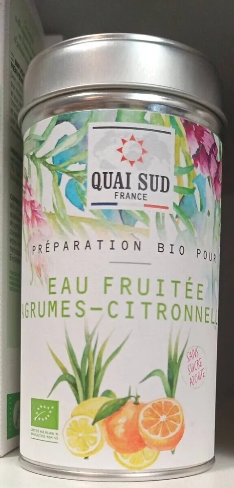 Préparation bio pour eau fruitée agrumes citronnelle