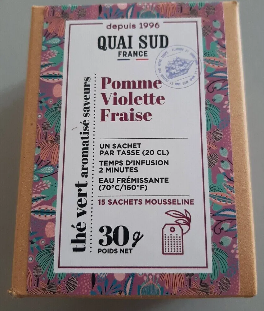 Thé vert aromatisé pomme violette fraise