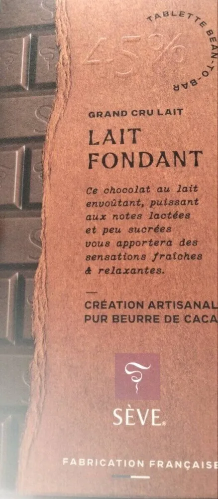 Chocolat au lait fondant Grand cru