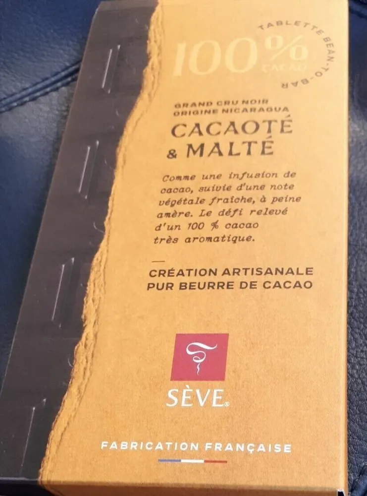 Tablette chocolat noir pure pâte 100 pour 100
