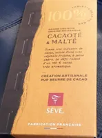 Tablette chocolat noir pure pâte 100 pour 100