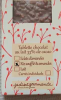 Tablette chocolat au lait riz soufflé et amandes
