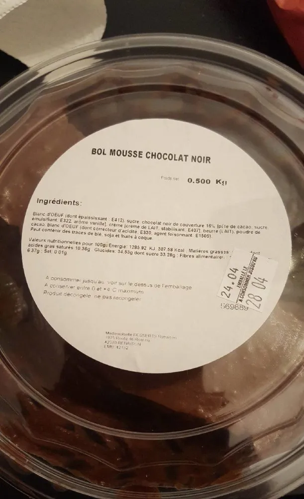 Bol mousse chocolat noire