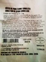 COTES DE PORC ÉCHINE CONGELÉES