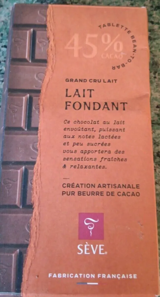 Tablette de chocolat au Lait fondant