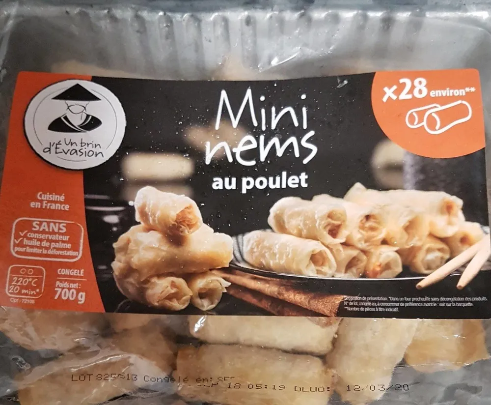 Mini nems au poulet congelés