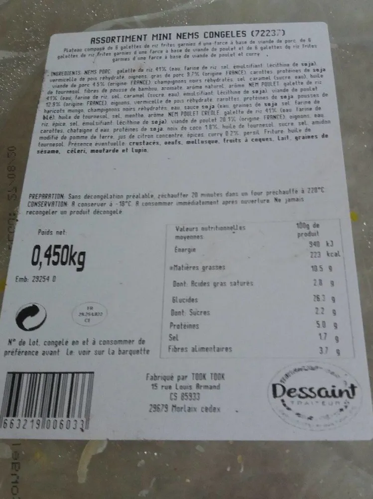 Assortiments mini nems congelés