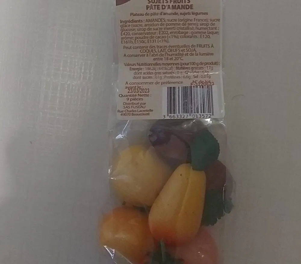 Sujets fruits pate d amande