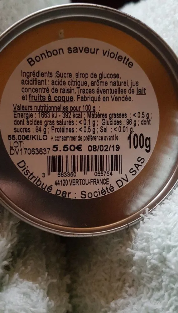 Bonbons saveur violette
