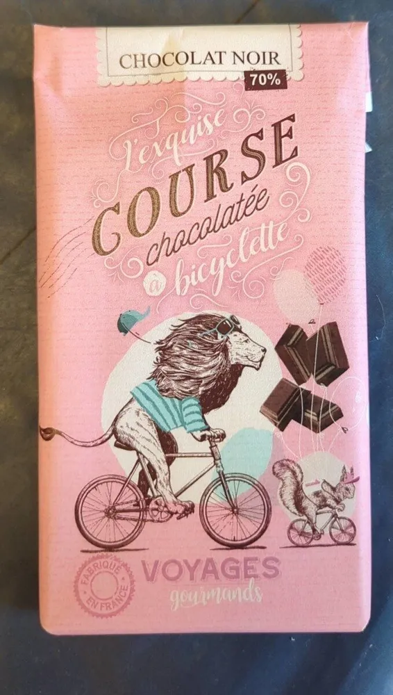 Chocolat noir L'exquise course chocolatée à bicyclette