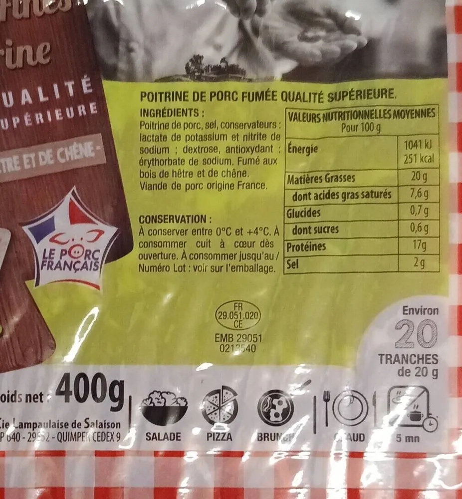 Poitrine de porc fumée