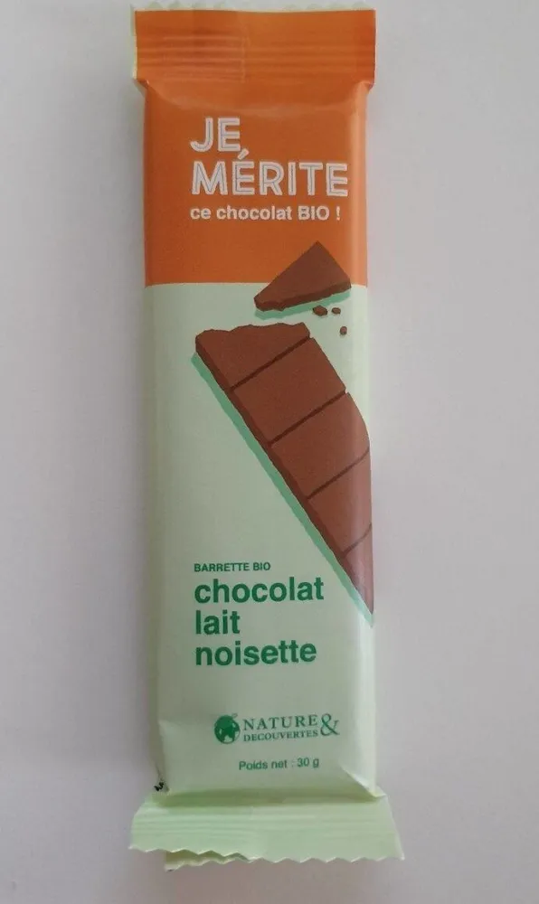 Chocolat lait noisette Bio