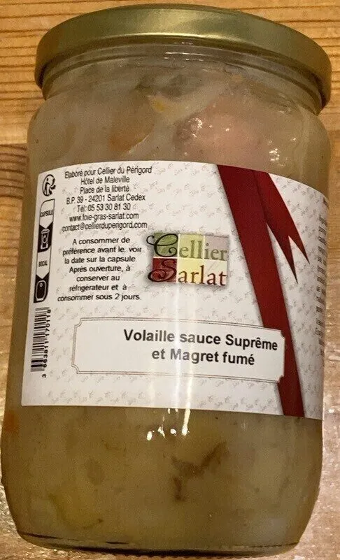 Volaille sauce supreme et magret fumé