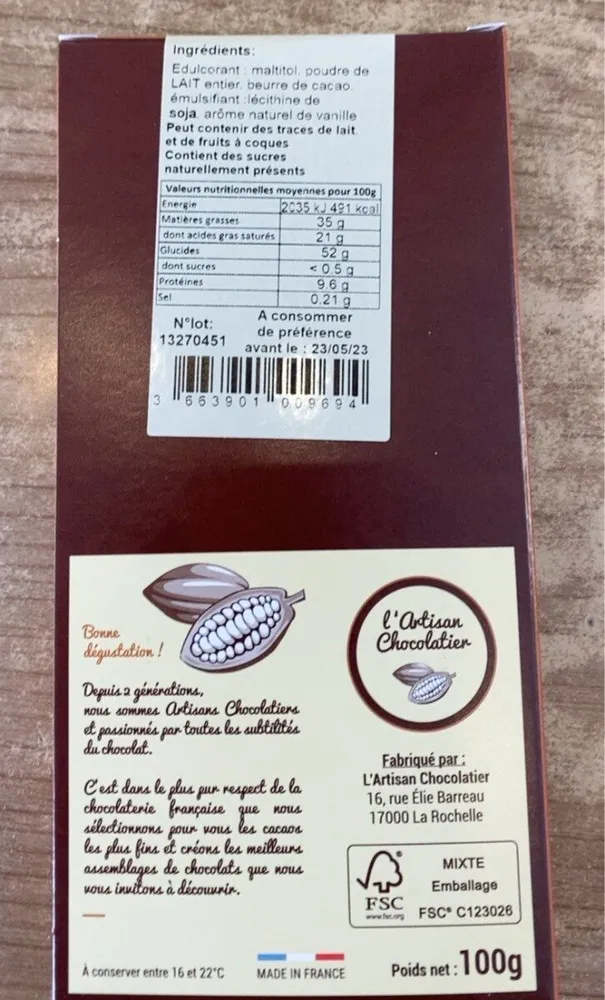 Chocolat artisanal