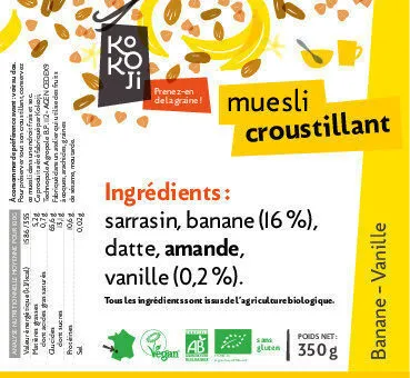 Muesli croustillant banane-vanille Kokoji