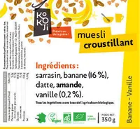 Muesli croustillant banane-vanille Kokoji