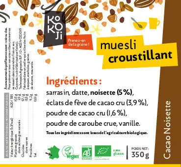 Muesli croustillant cacao-noisette Kokoji