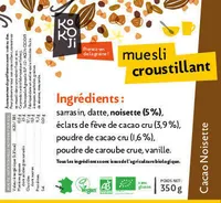 Muesli croustillant cacao-noisette Kokoji