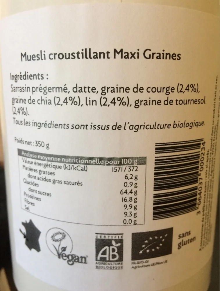 Muesli croustillant maxi graines