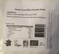 Muesli croustillant amande raisin