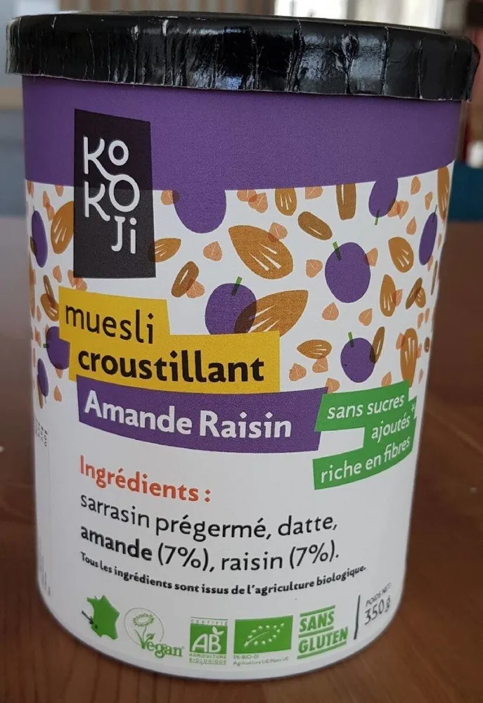 Muesli croustillant, amande raisin de kokoji
