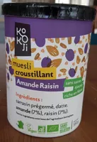 Muesli croustillant, amande raisin de kokoji