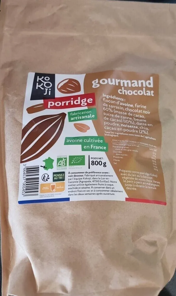 Porridge gourmand chocolat