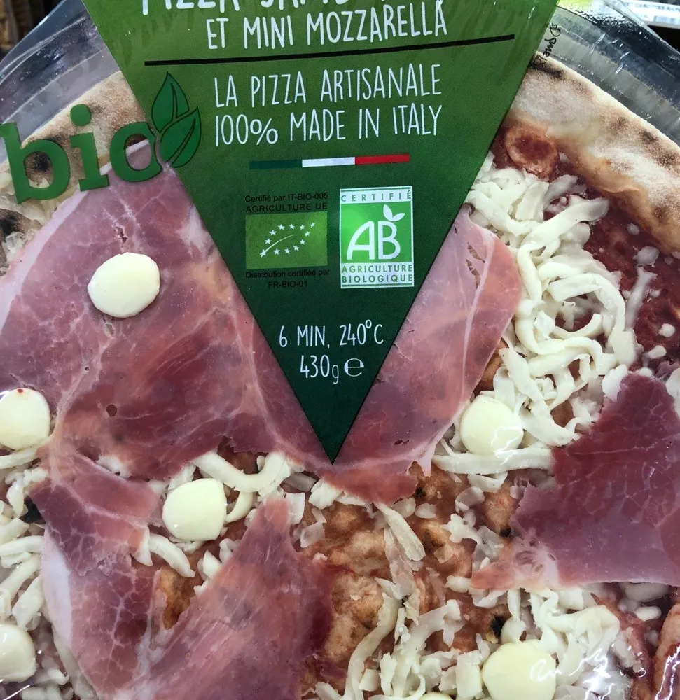 Pizza jambon cuit et mini mozzarella (BIO)