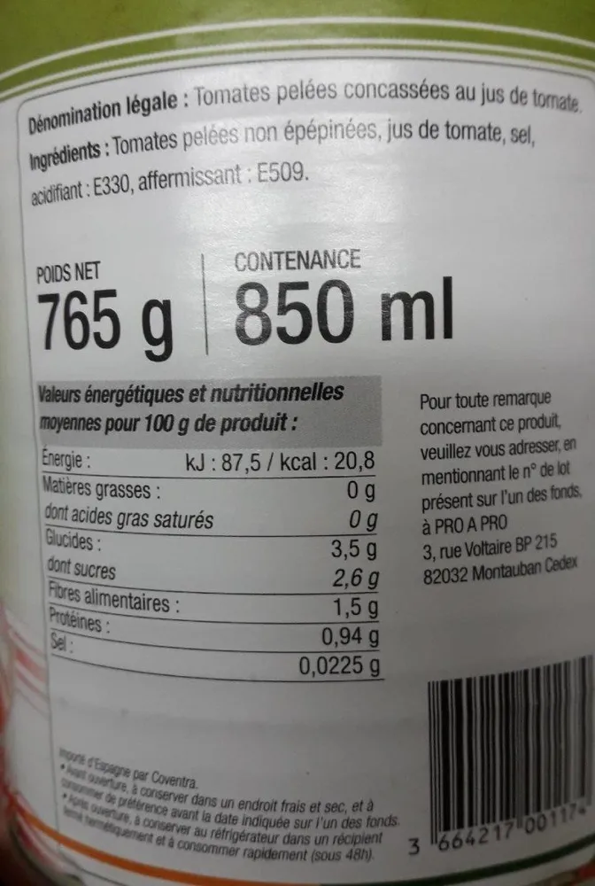 Tomates pelées concassées