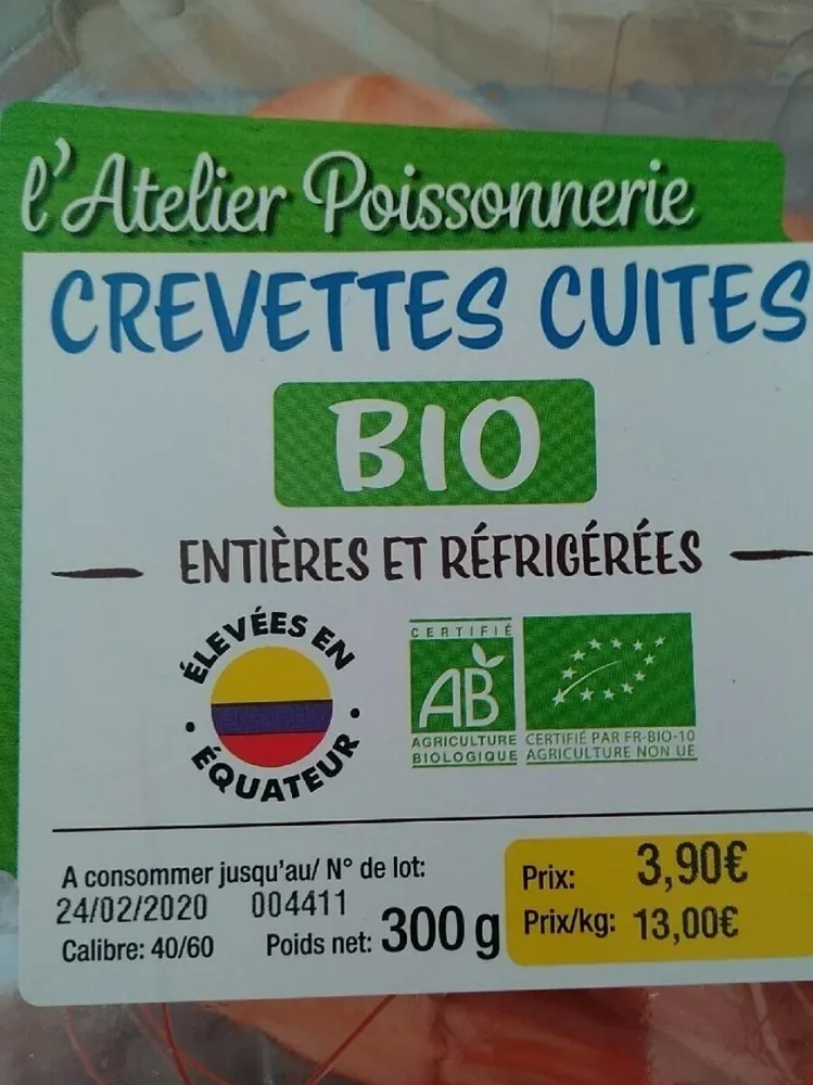 Crevettes cuites Bio