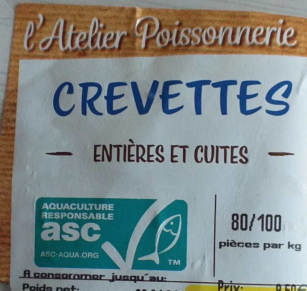 Crevettes entière et cuites