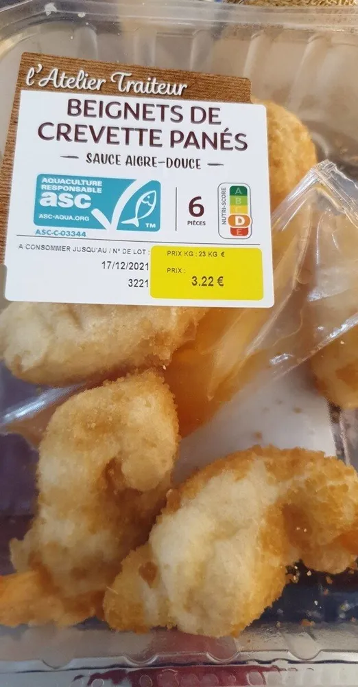 Beignets de crevettes panés