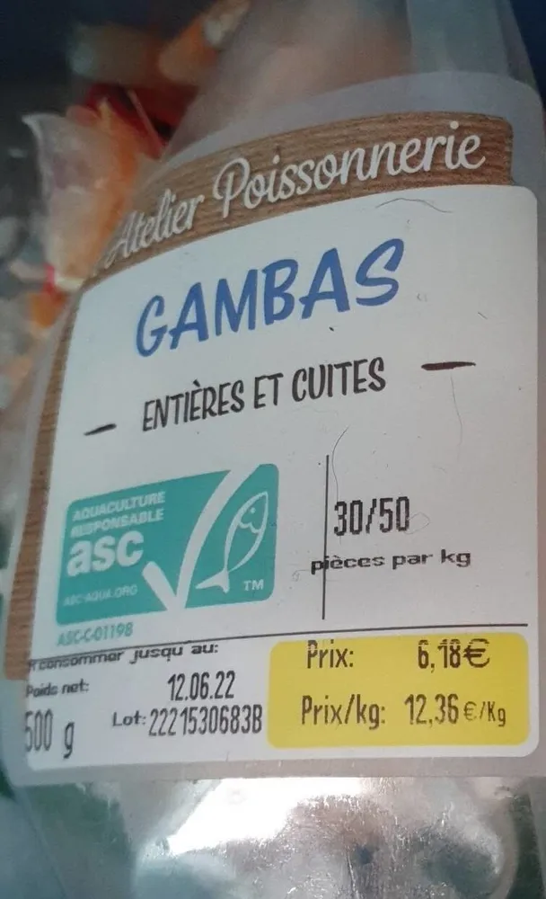 Gambas entière et cuite
