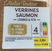Verrines saumon  légumes feta