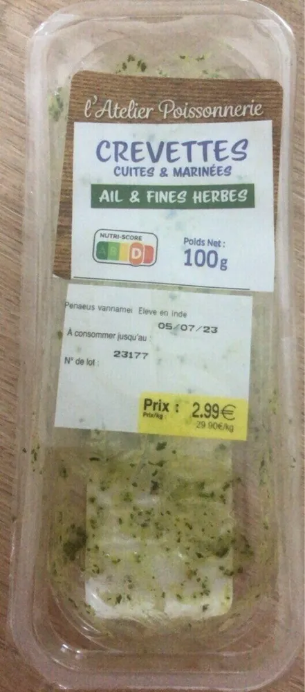 Crevettes cuites et marinées Ail & fines herbes