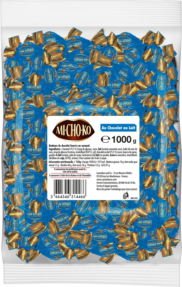 Bonbons de chocolat fourrés au caramel Au Chocolat au Lait