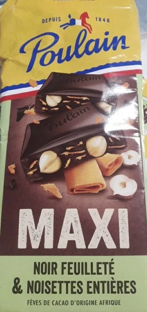 Chocolat noir maxi noir feuilleté et noisettes entières