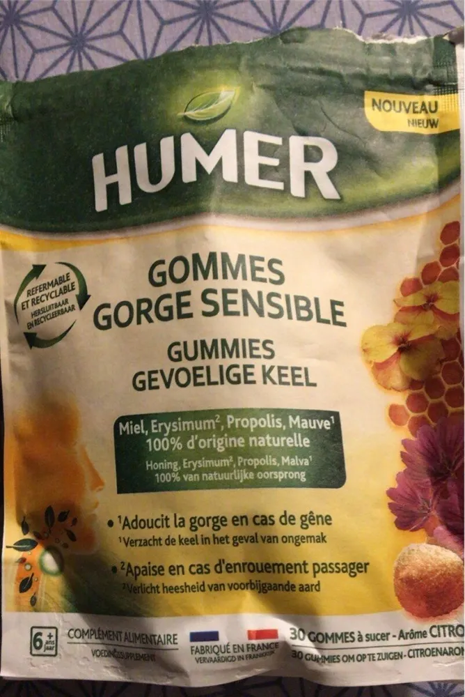 Gommes gorge sensible