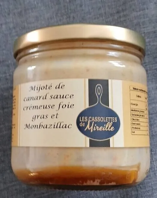 Mijoté de canard sauce crémeuse foie gras et Monbazillac