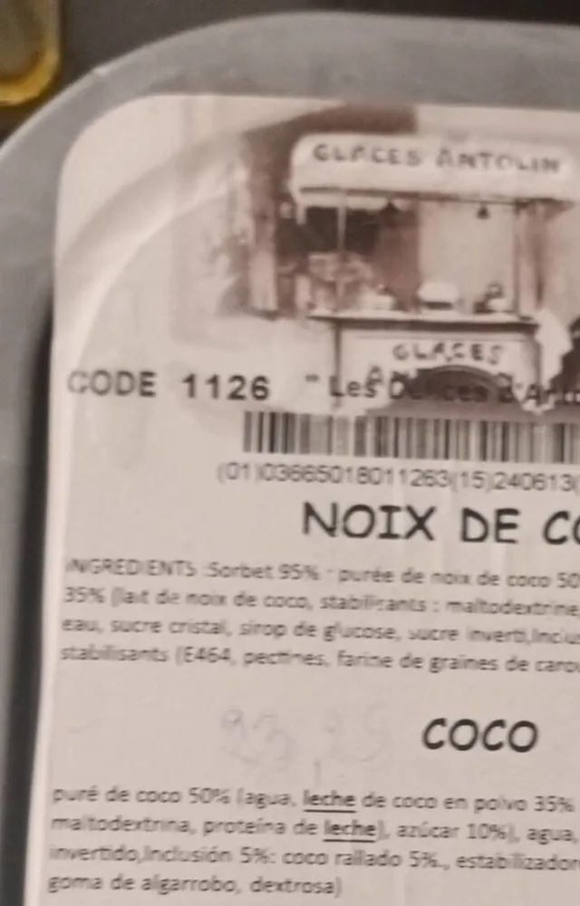 Glace noix de coco