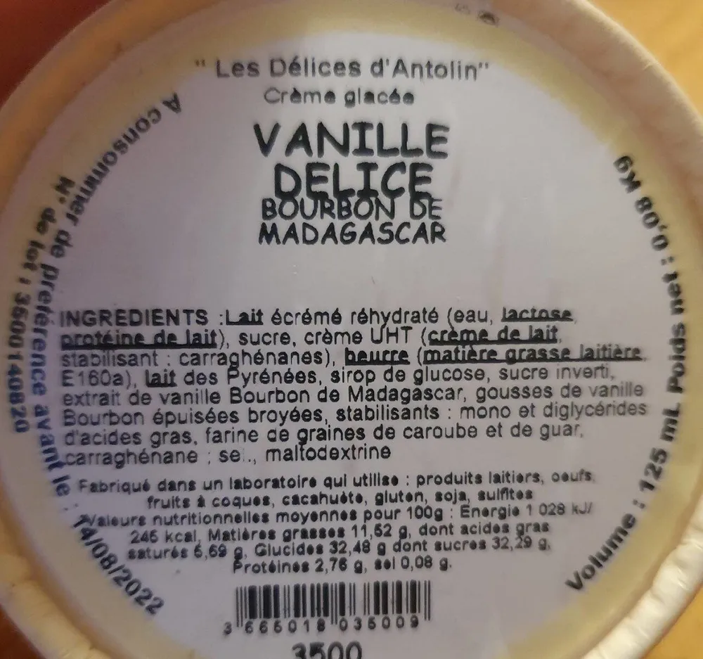 Crème glacée vanille