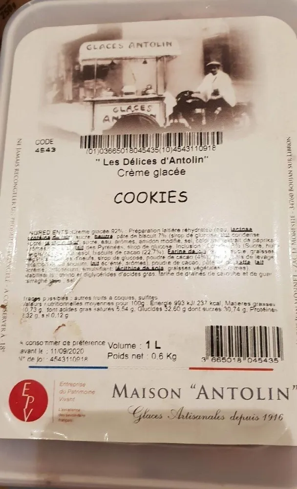 Crème glacée cookies