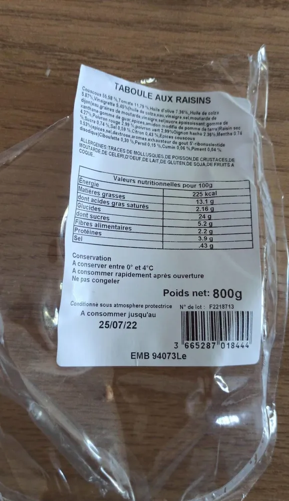 Taboulé aux raisins